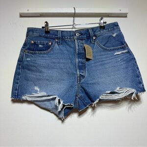 LEVI'S 501 Original Denim Cutoff Shorts High Rise Light Wash Button Fly Size 33